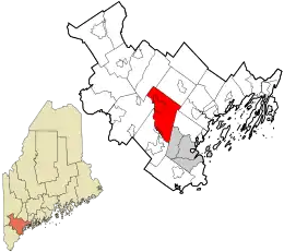 Location in Cumberland County and the state of Maine.