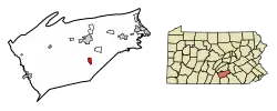 Location of Mount Holly Springs in Cumberland County, Pennsylvania.