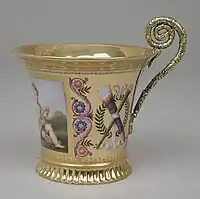 Cup (tasse Jasmin), part of a breakfast service (déjeuner); 1813; hard-paste porcelain and silver gilt; height: 11.3 cm; Metropolitan Museum of Art