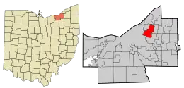 Location in Cuyahoga County and the state of Ohio.