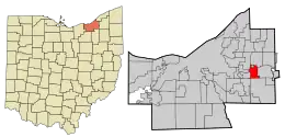 Location in Cuyahoga County and the state of Ohio.