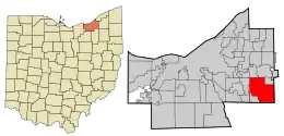 Location in Cuyahoga County and the state of Ohio