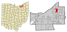 Location in Cuyahoga County and the state of Ohio.