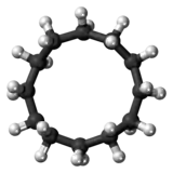 Ball-and-stick model of the cyclododecane molecule