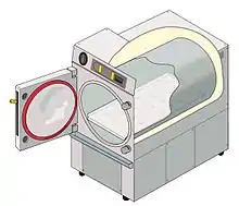 Cylindrical research autoclave illustration