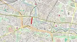 Czartoryskiego street highlighted on a map