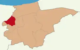 Map showing Cumayeri District in Düzce Province