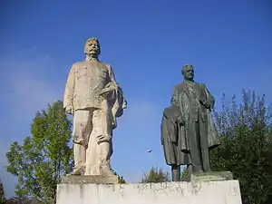 Statue of Klement Gottwald and Joseph Stalin in Gundelfingen
