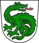 Wingless limbed lindworm in the arms of the small Bavarian town of Wurmannsquick.