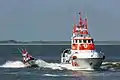 SK Bernhard Gruben with daughter boat during an exercise in the North Sea off Juist island