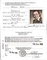 Various passports were always "Antonio Voci" with matching signature, .  However he did slip a "D" into his written signature in the 1983 passport.