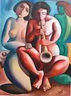 Jenne homme musicien, 31 x 23in, Private Collection