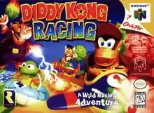 Cover art depicting Diddy Kong, Tiptup the Turtle, Timber the Tiger, and Wizpig