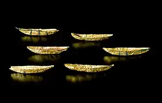 Miniature gold boats from Nors, Denmark.