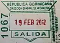 Dominican Republic: exit passport stamp issued in 2012 at Punta Cana international airport.