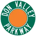 Toronto municipal freeway shield, used on Don Valley Parkway and Gardiner Expressway