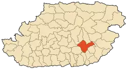 Location of Aït Yahia within Tizi-Ouzou wilaya