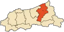 Map of Jijel Province highlighting El Ancer District