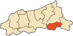 Map of Jijel Province highlighting Sidi Maârouf District