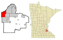 Location of the city of Burnsvillewithin Dakota County, Minnesota