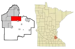 Location of the city of Rosemountwithin Dakota County, Minnesota