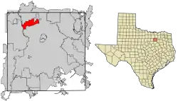 Location in Dallas County and the state of Texas