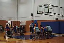 Free throw during a wheelchair basketball game
