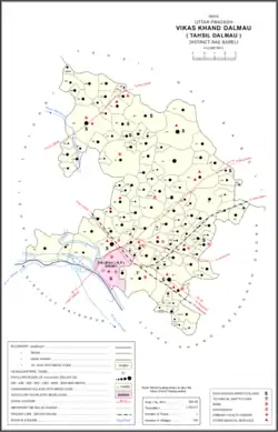 Map showing Purauli (#919) in Dalmau CD block