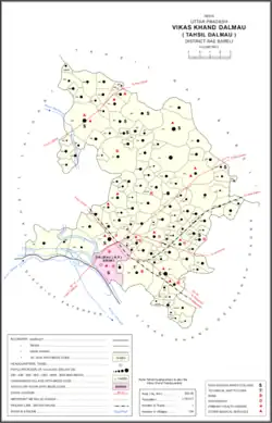 Map showing Kharagpur Kurmiana (#921) in Dalmau CD block