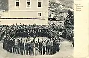 Postcard featuring Laz dancers in national costume in Trabzon