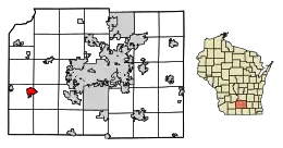 Location of Mount Horeb in Dane County, Wisconsin.