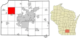 Location in Dane County and the state of Wisconsin.