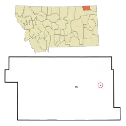 Location of Flaxville, Montana