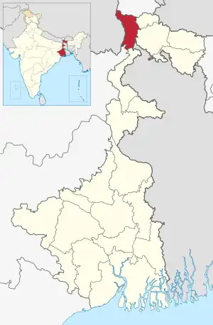 Location of Darjeeling in West Bengal