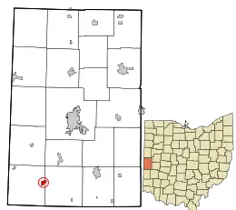 Location in Darke County and the state of Ohio.