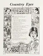 'Country Eyes', page 8 of Darlinghurst Nights by Kenneth Slessor (poetry) and Virgil Reilly (illustrations), published in 1933.