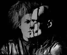 The German electronic rock duo Das Ich, 1993. Their aspect shows the influence of the goth look which returned in the 1990s.