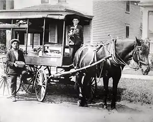 David and Harry Silverman in their fruit peddling cart, Saint Paul, Minnesota, c. 1920