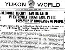 Yukon Newspaper report after first game