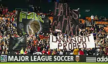 A tifo referencing the 2011 film Paul during a match against the L.A. Galaxy