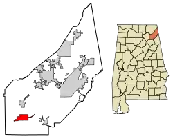 Location of Crossville in DeKalb County, Alabama.