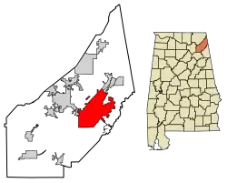 Location of Fort Payne in DeKalb County, Alabama.