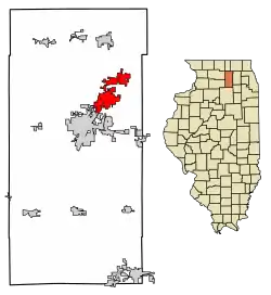 Location of Sycamore in DeKalb County, Illinois.