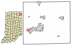 Location of Altona in DeKalb County, Indiana.