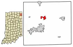 Location of Waterloo in DeKalb County, Indiana.