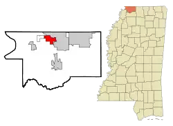 Location of Horn Lake, Mississippi