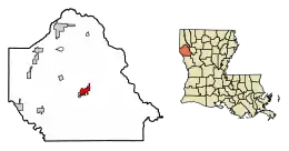 Location of Mansfield in De Soto Parish, Louisiana.