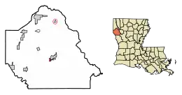 Location of South Mansfield in De Soto Parish, Louisiana.