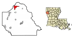 Location of Stonewall in De Soto Parish, Louisiana.