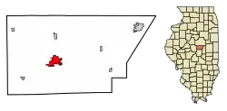 Location of Clinton in De Witt County, Illinois.